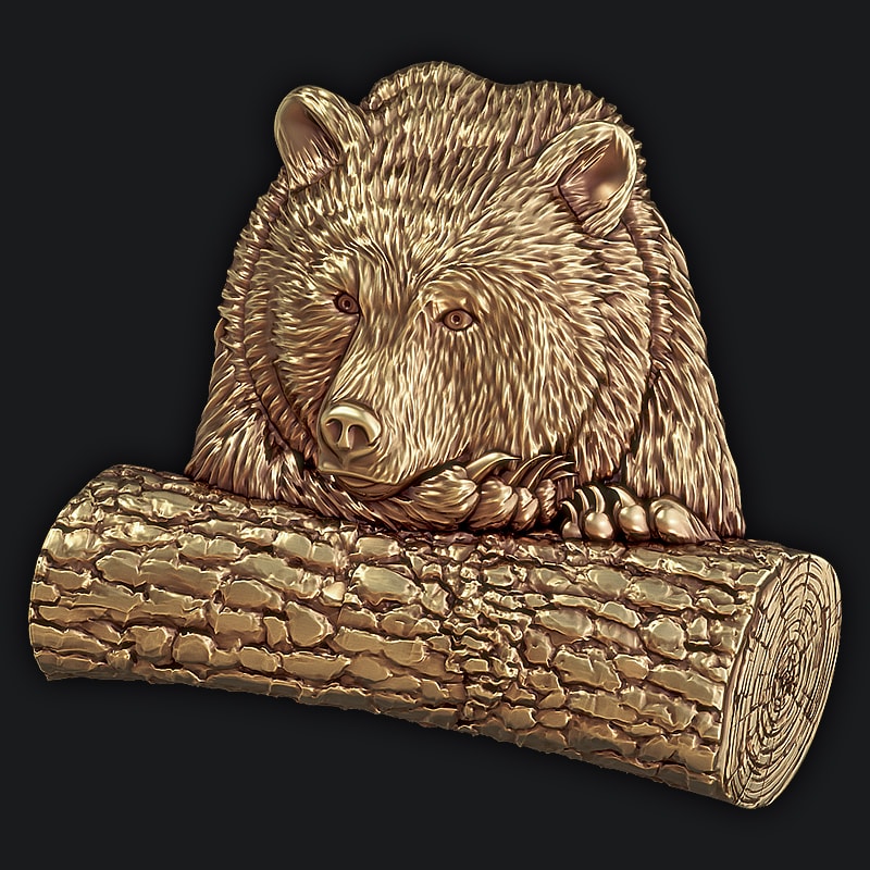 3D Model for CNC - The picture the Bear with a log