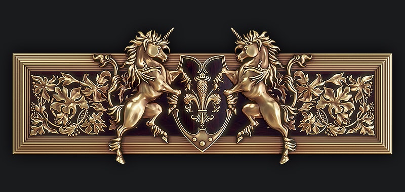 3D Model for CNC - Decor on the fireplace the Unicorn